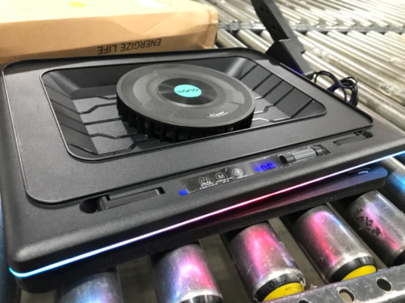 Photo 3 of 2023 New Gaming Laptop Cooling Pad with Powerful Turbofan, RGB Laptop Cooler Radiator with Infinitely Variable Speed, Touch Control, LCD Screen, 3-Port USB, Seal Foam for Rapid Cooling Laptop 15-19in V12(Hub+RGB)