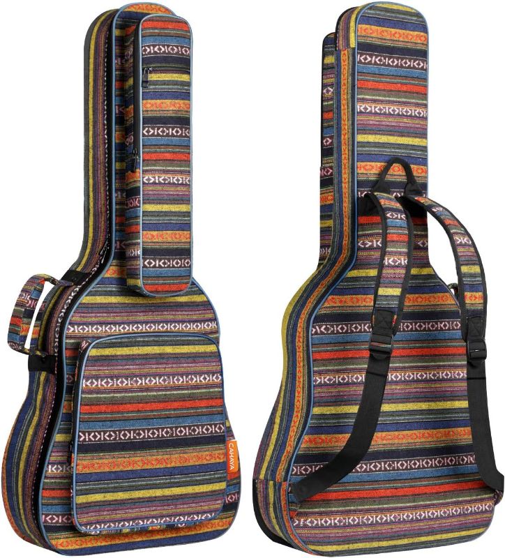 Photo 2 of  CAHAYA Acoustic Guitar Bag with Neck Cradle Bohemian Vintage Guitar Case 0.65in Thick Sponge Padded Guitar Case for 40 41 42 Inch Acoustic Classical Guitars CY0186 