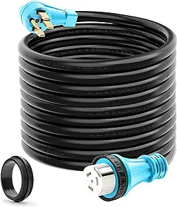 Photo 1 of CircleCord UL Listed 50 Amp 50 Feet RV/Generator Cord with Locking Connector, Heavy Duty 6/3+8/1 Gauge STW Wire, 14-50P Male and SS2-50R Twist Locking Female for RV Camper and Generator to House 