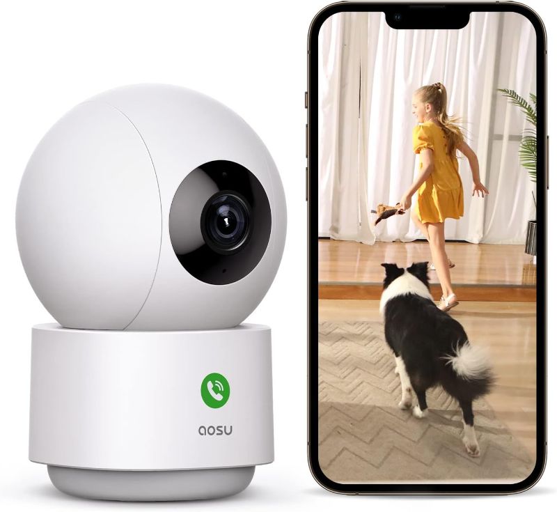 Photo 1 of 2K Security Camera Indoor, Baby Monitor Pet Camera 360-Degree for Home Security,Camera with 5/2.4 GHz Wi-Fi Router, One-Touch Call, Smart Motion Tracking, IR Night Vision, Compatible with Alexa
