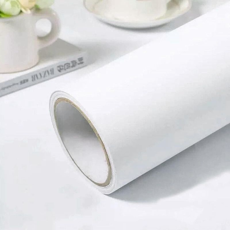 Photo 1 of 23.6inx236.2in White Wallpaper White Peel and Stick Wallpaper Soild White Matte Textured Self Adhesive Removable Vinyl Film Paper for Cabinets Countertops Wall Decoration
