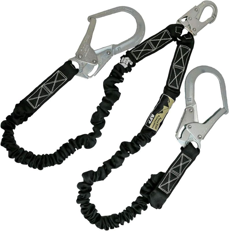 Photo 1 of AFP 6FT Double Leg Internal Shock Absorbing Safety Fall Protection Lanyard with Dual Pelican Rebar & Snap Hook |Heavy-Duty Webbing | OSHA & ANSI Rated (Steel)
