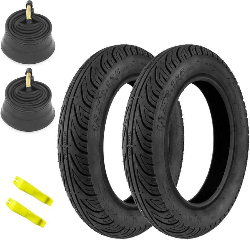 Photo 1 of 2 Pack E-Bike Tire Kids Bike Tire 12x2.125 14x2.125 with 2 Tubes Strong Grip Compatible Replacement Bicycle Tire for Electrc Bicycle
