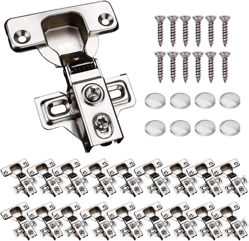 Photo 1 of KONIGEEHRE 20 Pack Soft Close Cabinet Door Hinges for 1/2" Partial Overlay Cupboard, 100 Degree Opening Angel, Stainless Concealed Kitchen Cabinet Hinges with Mounting Screws and Manual 