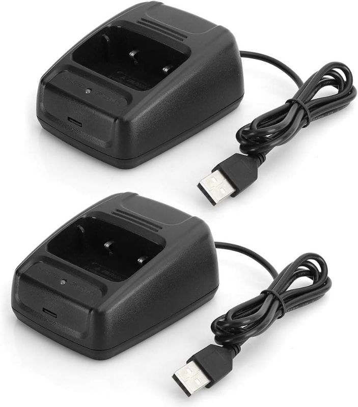 Photo 1 of ASHATA 2Pcs Charging Base for Baofeng BF666S/ BF777S/ BF888S/ Retevis H777/ R888splus, USB Charger Battery Charger with Charging Indicator 