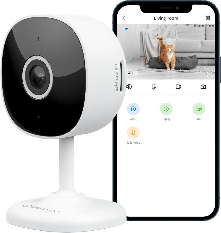 Photo 1 of  WiFi Camera 2K, Galayou Indoor Home Security Cameras for Baby/Elder/Dog/Pet Camera with Phone app,24/7 SD Card Storage,Works with Alexa & Google Home G7 