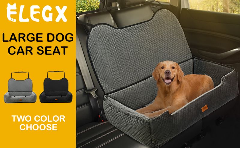 Photo 1 of  ELEGX Extra Large Dog Car Seat for Up to 65 lbs or 2 Medium Dogs,Soft Short Plush Fabric,Can Convert into Cushion,Detachable Portable Beds for Pets,Dog Booster Seat,Non-Slip Base for Travel Safety 