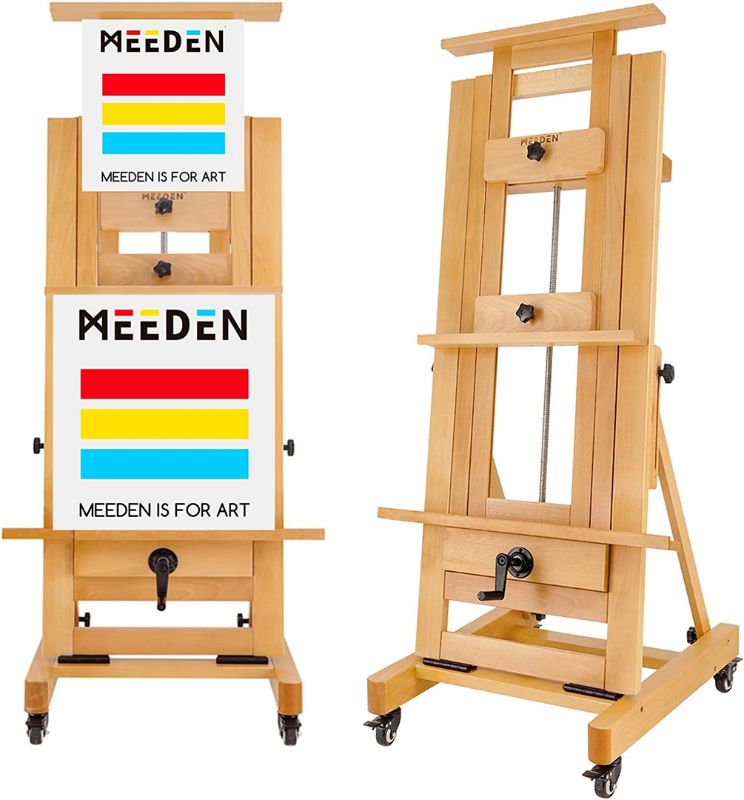 Photo 1 of  MEEDEN Extra Large Heavy-Duty Artist Easel,Professional Art Floor Easel for Painting Canvas,Holds Canvas Art Up to 67",Solid Beech Wood Studio Easel, Adjustable Easel Stand for Adults 