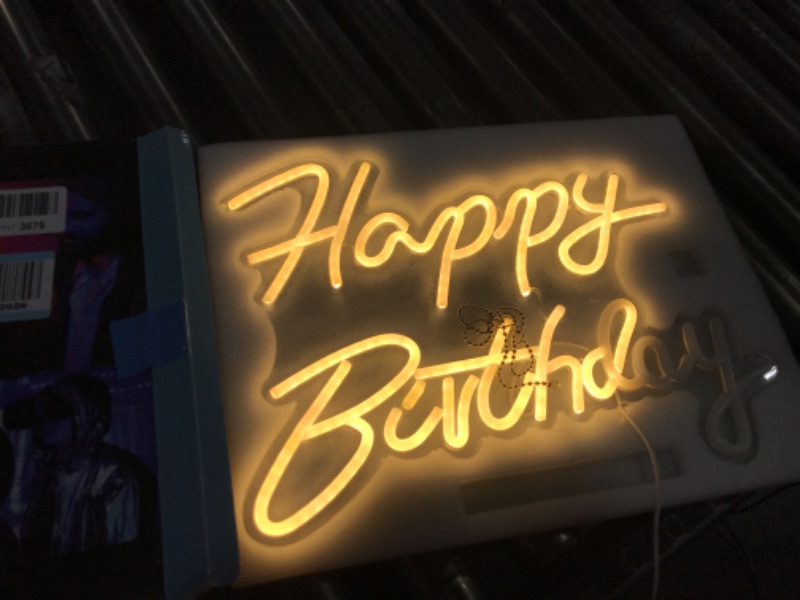 Photo 2 of Ajoyferris Happy Birthday Neon Sign Dimmable Light Neon Happy Birthday Sign Happy Birthday Led Sign Happy Birthday Light Up Sign Happy Birthday Sign for Backdrop Birthday Party Decoration 