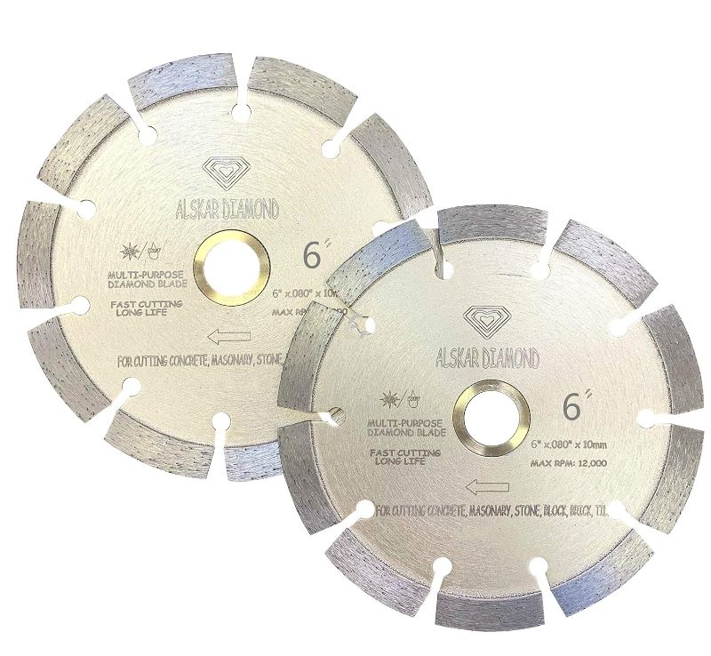 Photo 1 of (2 Pack) ALSKAR DIAMOND ADLSS 6 inch Dry or Wet Cutting General Purpose Power Saw Segmented Diamond Blades for Concrete Stone Brick Masonry (6" - 2 pcs)
