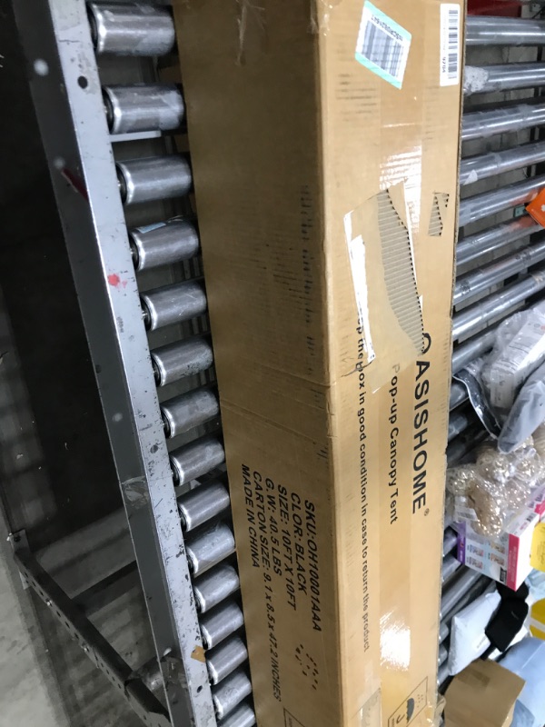 Photo 1 of OASISHOME Pop-up Gazebo Instant Portable Canopy Tent 10'x10', with 1 Sidewall, Wheeled Bag, for Outdoor/Beach Parties and Trade Shows (10FTx10FT, Black) 10FTx10FT Black