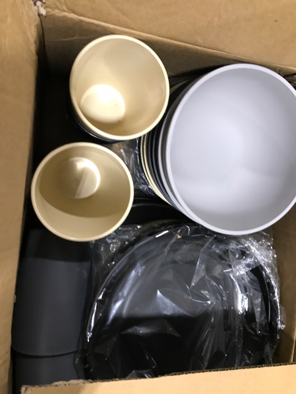 Photo 1 of 32pcs Wheat Straw Dinnerware Sets, Kitchen Plastic Plates and Bowls Sets Unbreakable Dinnerware Sets for 8 Tableware Wheat Straw Dinner Plates, Dessert Plates, Bowls and Cups, Dishes Set (Gray Stone)