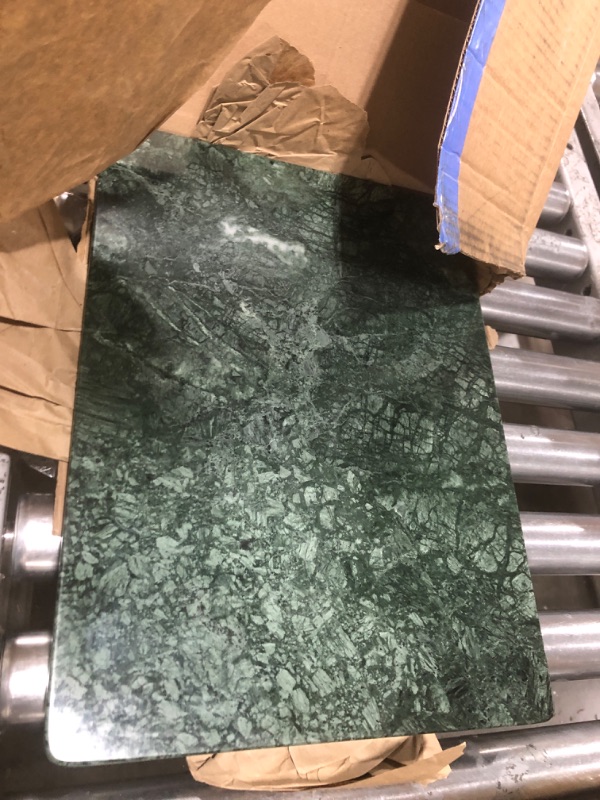 Photo 2 of Yew & Tulip Natural Green Marble Cutting Board - Multipurpose Marble Chopping Board with Natural Vein and Non-Slip Rubber Feet. (16” x 12”, Indian Green) 16x12 Indian Green