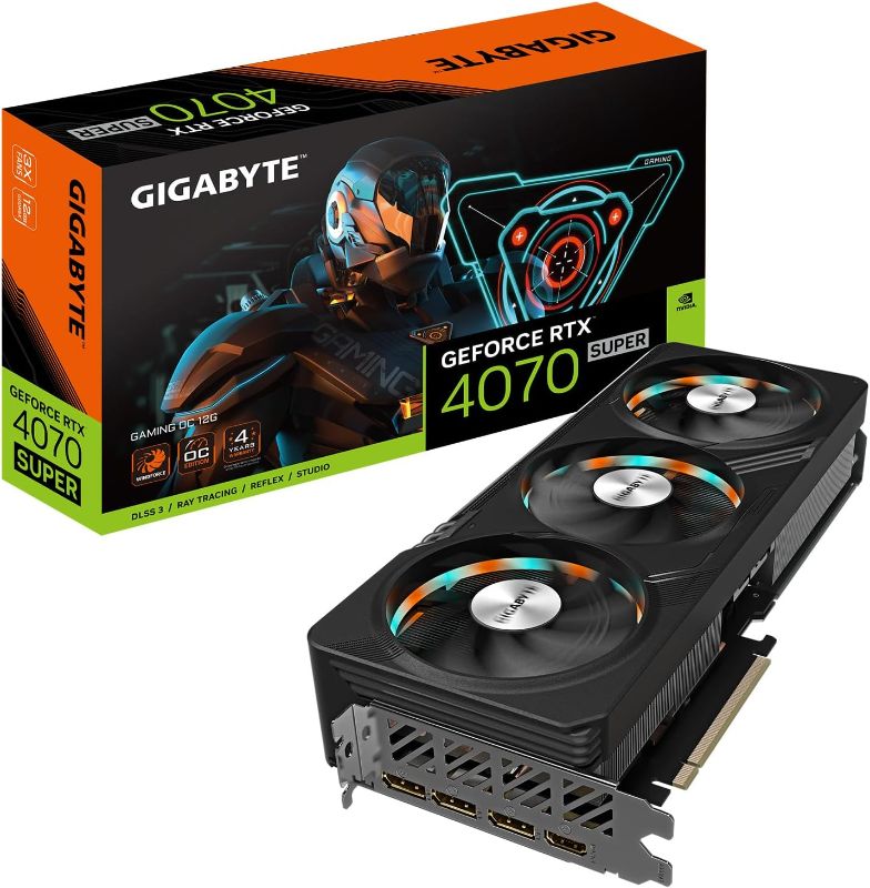 Photo 1 of GIGABYTE GeForce RTX 4070 Super Gaming OC 12G Graphics Card, 3X WINDFORCE Fans, 12GB 192-bit GDDR6X, GV-N407SGAMING OC-12GD Video Card
