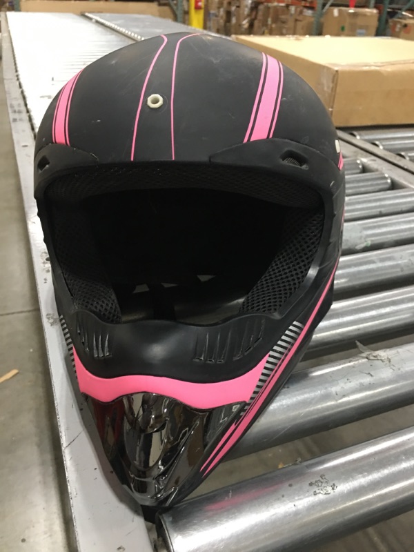 Photo 4 of  Motocross Helmet,Youth & Adult ATV Dirt Bike Motorcycle Helmet, Kids BMX 4-Wheeler Off-Road Mountain Bike Helmet,DOT Certified,W/Gloves Goggles Mask 4-Piece Set Pink Large