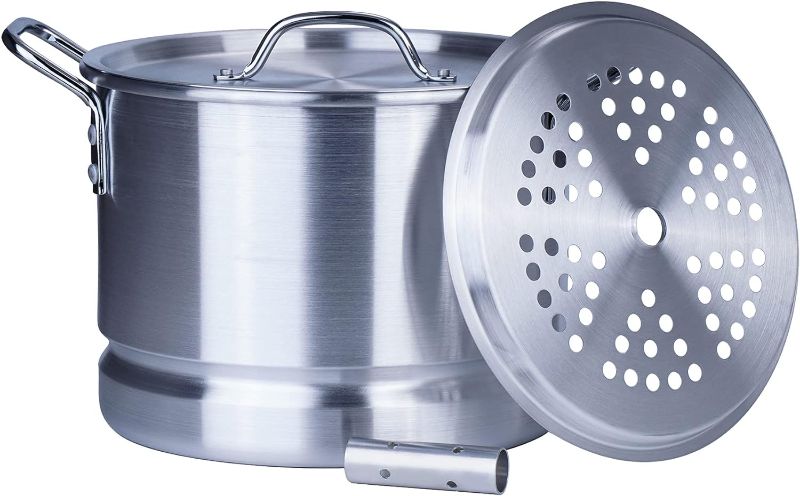 Photo 1 of ARC 12 Quart Aluminum Tamale Steamer Pot, Crab Pot Stock Pot with Steamer tube for Seafood Crawfish Crab Vegetable with Rivet Handle, Silver