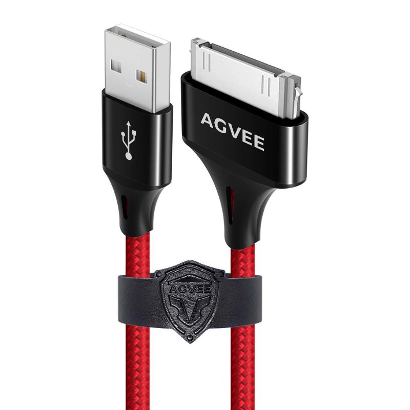 Photo 1 of AGVEE 2 Pack 4ft for Old iPhone 4S Charging Cable, MFI Certified 30 Pin Braided Heavy Duty Fast Durable Charger Cord, Compatible with iPhone 4/4S iPad 1/2/3 iPod Classic Nano Touch, Red