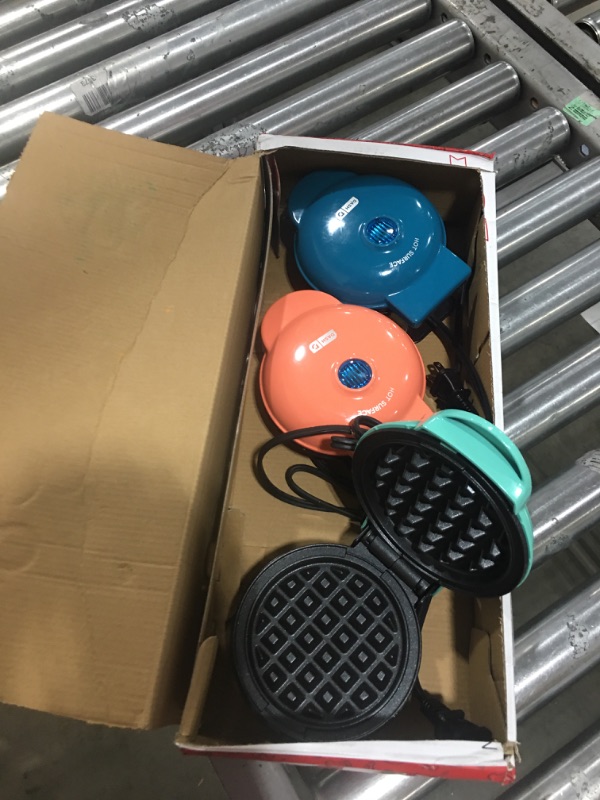 Photo 1 of DASH Mini Maker 3-Pack Gift Set, Mini Waffle Maker + Mini Heart-Shaped Waffle Maker + Mini Maker Griddle Coral, Mint, Teal 3 pack Maker