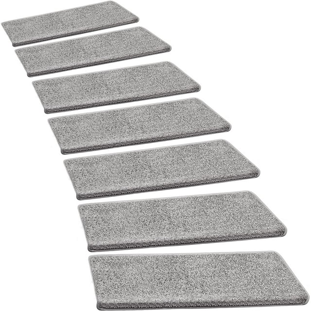Photo 1 of PURE ERA Carpet Stair Treads Set of 14 Non Slip Self Adhesive Bullnose Indoor Stair Protectors Pet Friendly Rugs Covers Mats Skid Resistant Tape Free Washable Soft Solid Dark Grey 9.5" x 30"x1.2