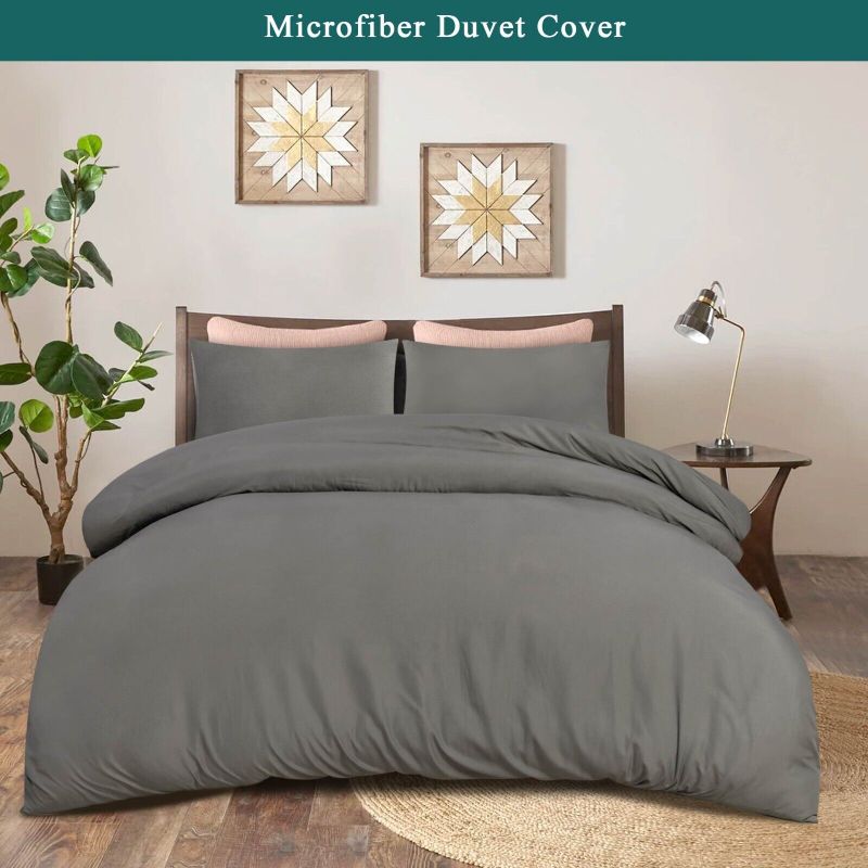 Photo 1 of 3 Piece Duvet Cover Set 1800 Series Microfiber Plain, Twin Full Queen King Size