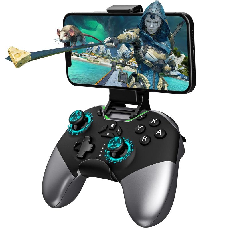 Photo 1 of Bluetooth Controller for Switch/PC/iPhone/Android/Apple Arcade MFi Games/TV/Steam, Pro Wireless Game Controller with Phone Clip with Newly Launched Lock Joystick Speed Function/6-Axis Gyro/Dual Motor

