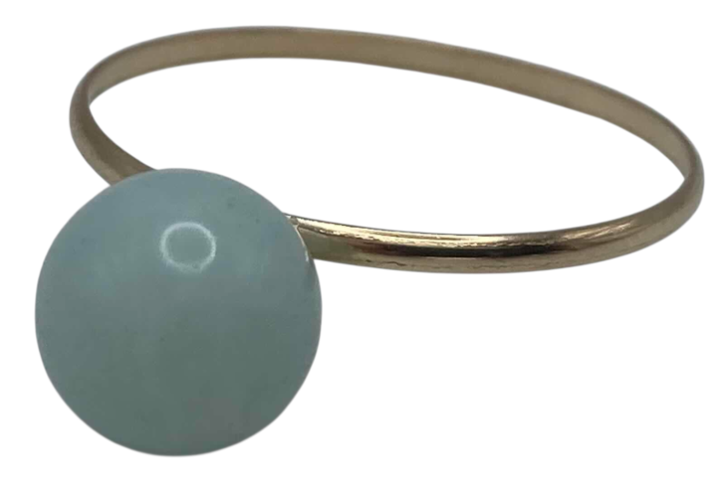 Photo 1 of AQUAMARINE 0.2” BEAD 14K GOLD RING SIZE 7.25-7.5/1.1G (READ NOTES)