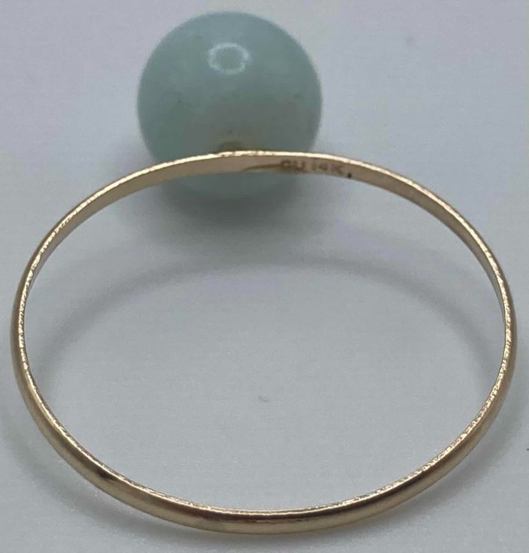 Photo 1 of AQUAMARINE 0.2” BEAD 14K GOLD RING SIZE 7.25-7.5/1.1G (READ NOTES)