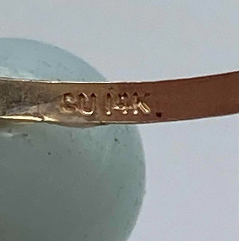 Photo 1 of AQUAMARINE 0.2” BEAD 14K GOLD RING SIZE 7.25-7.5/1.1G (READ NOTES)