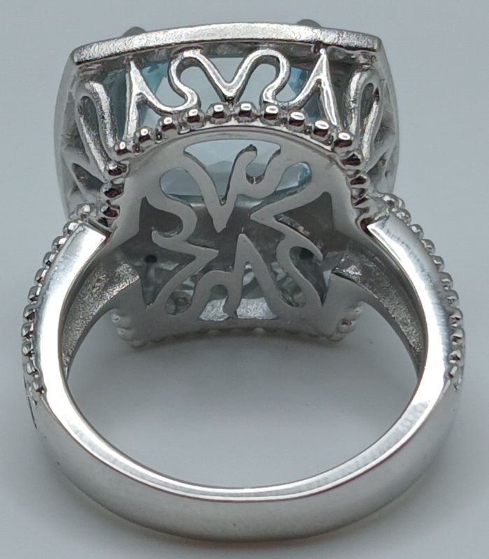 Photo 1 of BABY BLUE 0.875” GEM STERLING SILVER COCKTAIL RING SIZE 6.75-7/9.2G (READ NOTES)