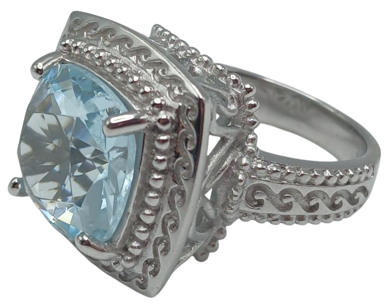 Photo 1 of BABY BLUE 0.875” GEM STERLING SILVER COCKTAIL RING SIZE 6.75-7/9.2G (READ NOTES)