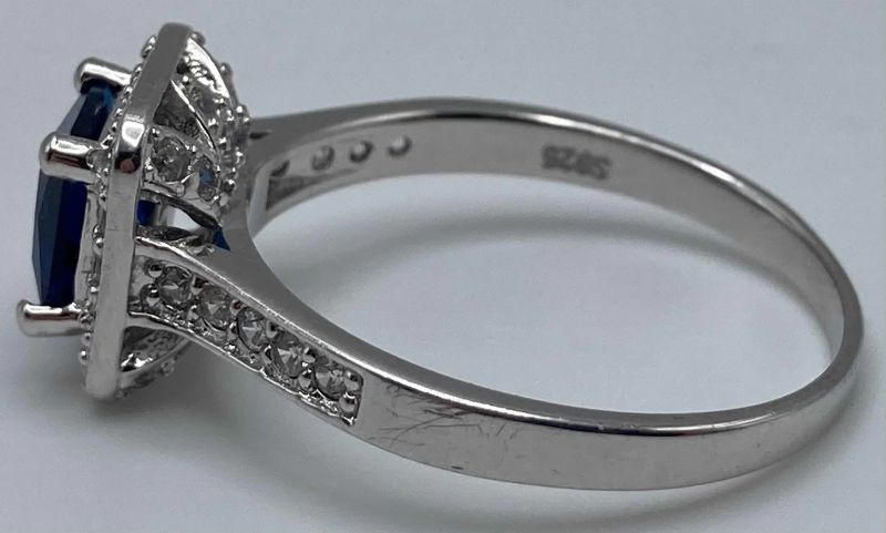 Photo 1 of DARK BLUE 0.25” PRINCESS CUT GEM STERLING SILVER RING SIZE 8.75/3G (READ NOTES)