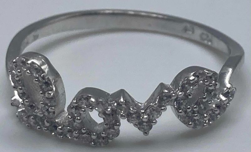 Photo 1 of LOVE STERLING SILVER RING SIZE 9.5/1.5G (READ NOTES)