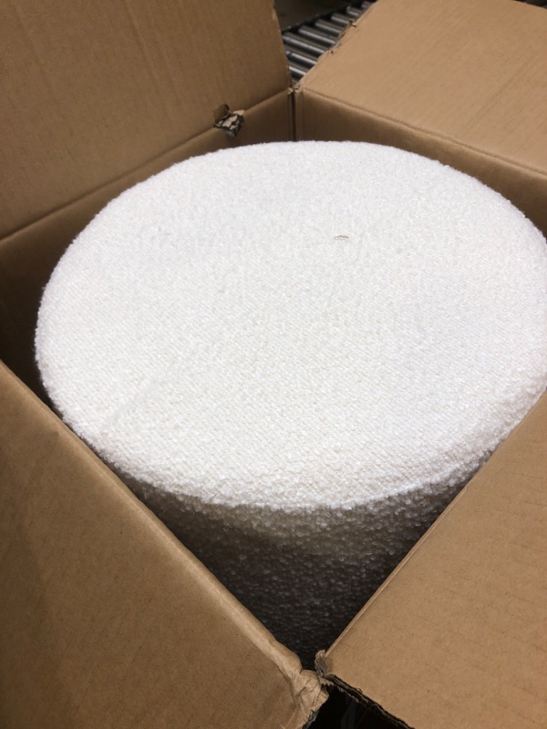 Photo 1 of Get Set Style Modern Round Ottoman with Soft Padded Seat, Multifunctional Vanity Chairs for Makeup, Upholstered Footrest Stool Ottoman Foot Stool for Living Room, Bedroom White