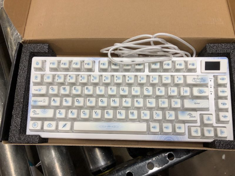 Photo 2 of XVX S-K80 75% Keyboard with Color OLED Display Mechanical Gaming Keyboard, Hot Swappable White Keyboard, Gasket Mount RGB Custom Keyboard, Pre-lubed Stabilizer for Mac/Win, Raindrop Theme