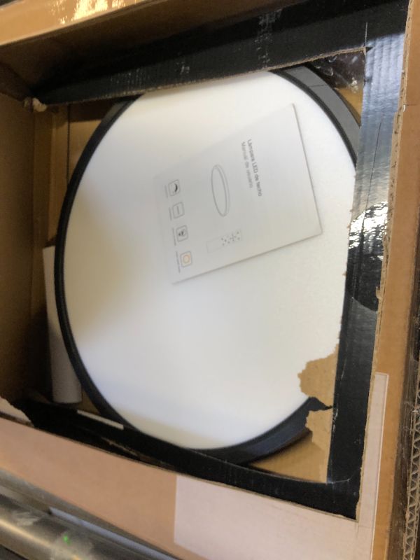 Photo 1 of Flush Mount LED Ceiling Light Fixture with Remote Control, 24W 12In Bedroom Lights for Ceiling, 2700K-6500K CCT, Stepless Dimming, Night Light Mode, 2520 LM, Black Ultra Thin Ceiling Lamp for Kitchen 1 Pack White Remote Control-Black Ceiling Light