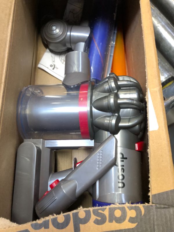 Photo 1 of Casdon Little Helper Dyson Cord-Free Vacuum Cleaner Toy, Grey, Orange and Purple (68702) Dyson Ball Vacuum Toy Vacuum with Working Suction and Sounds, 2 lbs, Grey/Yellow/Multicolor Toy + Dyson Ball Vacuum