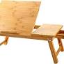 Photo 1 of Laptop Desk Nnewvante Bamboo Bed Tray Adjustable Foldable Desk Bed Serving w' Tilting Drawer Bamboo 23.6"