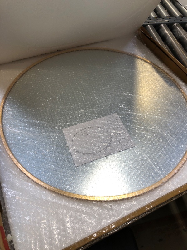 Photo 1 of Gold Round Mirror 24 inch, Round Bathroom Mirror with Brushed Metal Frame Large Circle Wall Mirror for Bedroom, Living Room, Vanity, Entryway Decorative Wall Mirrors (Gold, 24") Gold 24"