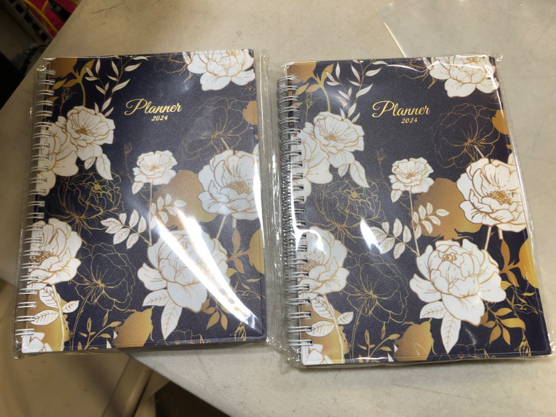 Photo 2 of 2 pack 
SUNEE 2024 Appointment Book, Quarter-Hourly, Weekly & Monthly - from January 2024 - December 2024, 6.4"x8.3" Weekly Planner, Flexible Cover, Note Pages, Pockets, Spiral Binding, Vintage Floral 6.4"x8.3" Vintage Floral