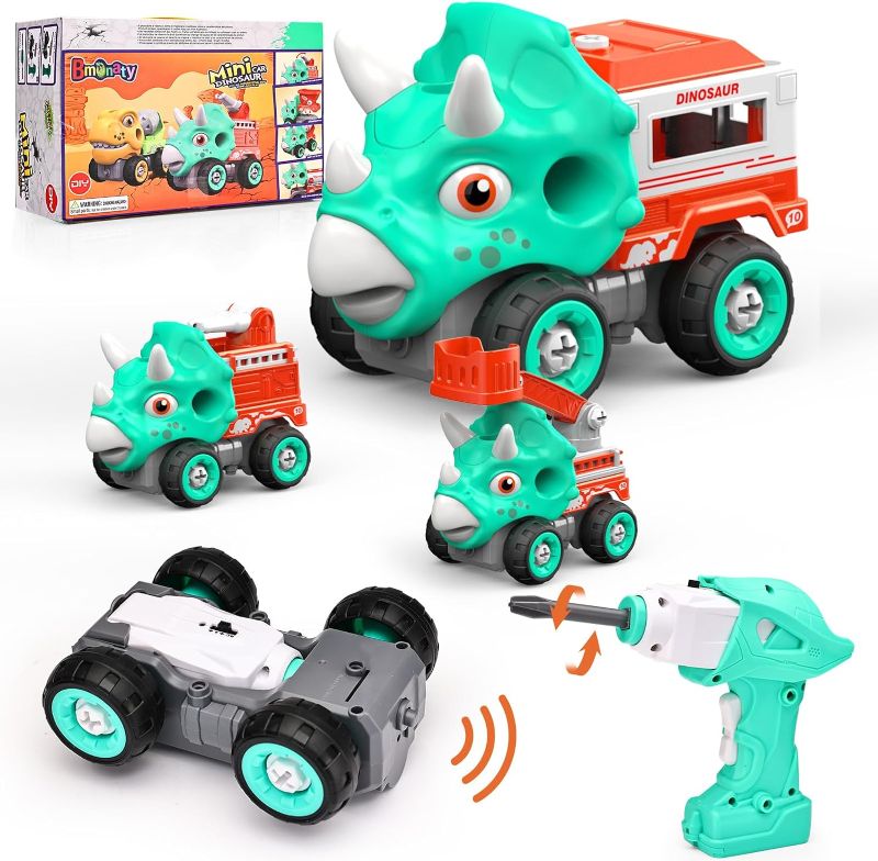 Photo 1 of BMONATY Take Apart Dinosaur Remote Control Cars with Electric Drill for Kids 3-8 Years, 3-in-1Take Apart Construction Truck with Voice,Gifts for Boys Girls Birthday(Green -Triceratops)
