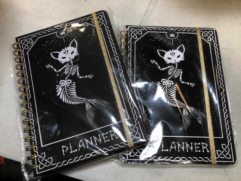 Photo 3 of 2 pcs 
2024 Planner, 12-Month Weekly Monthly Planner from JAN.2024 to DEC.2024, 8.4" X 6", Planner Notebook with Spiral Bound, Stickers & Sticky Index Tabs, Fox-Fish Skull Black - 01