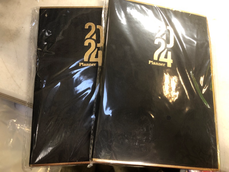 Photo 1 of 2024 PLANNER - BLACK GOLD RIMMED - 2 PCS 