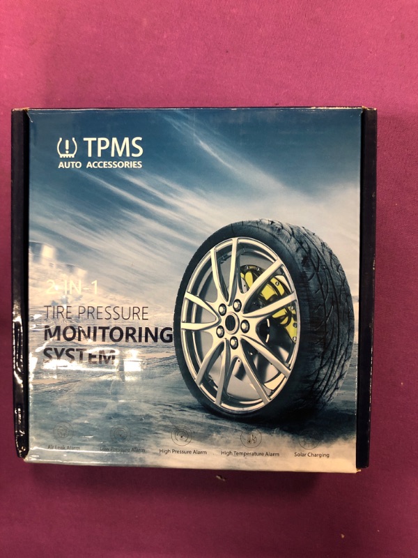 Photo 2 of 3T6B Tire Pressure Monitoring System for Cars with 4 Auto Alarm Modes, Solar Charge, Wireless Smart Real-time, 4 IP67 Waterproof Anti-Theft External TMPS Sensors (0~50psi/0~3.5bar)