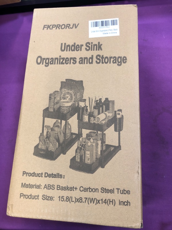 Photo 2 of Fkprorjv Under Sink Organizers and Storage, 2 Pack Kitchen Bathroom Sink Organizer with Hooks, 2 Tier Under Sink Cabinet Basket Storage Shelf with Sliding Drawers, Black Black-2 Pack