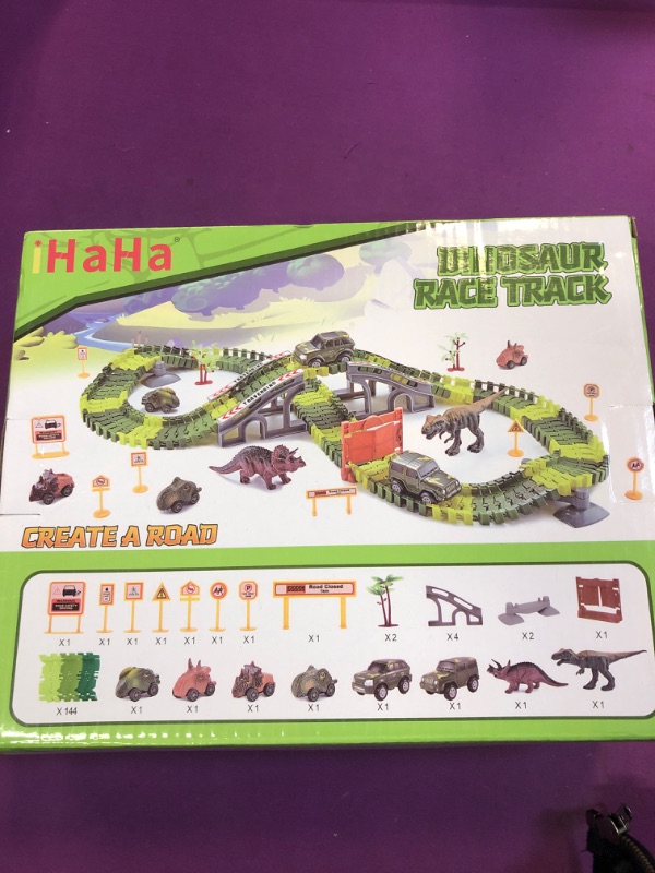 Photo 2 of iHaHa Dinosaur Toys Race Car Track, Dinosaur Race Track for Kids Toddler Boys Toys 1-3 3-5, 6 PCS Dino Car, 2 Dino and Flexible Race Track Create A Dinosaur Road Toys Gifts for 3 4 5 6 Year Old Boys Dinosaur Rcae Track-1