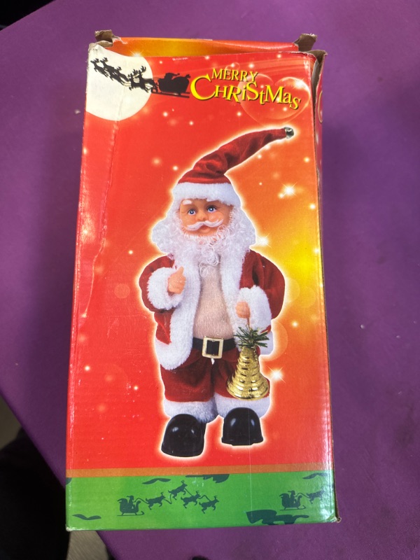 Photo 2 of Gfilay Electric Santa Claus Toy with Shaking Belly and Feet, Singing and Dancing Musical Christmas Doll, Xmas Gift