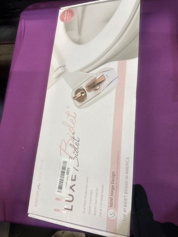 Photo 2 of LUXE Bidet NEO 320 Plus – Next-Generation Warm Water Bidet Toilet Seat Attachment with Innovative EZ-Lift Hinges, Dual Nozzles, and 360° Self-Cleaning Mode (Rose Gold)