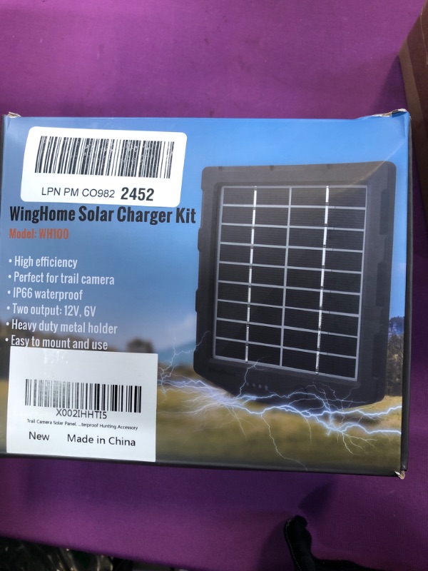 Photo 2 of Trail Camera Solar Panel, WingHome Solar Battery Charger Kit 12V/1A 6V/1.5A with Build-in 2000mAH Rechargeable Lithium Battery IP66 Waterproof Hunting Accessory