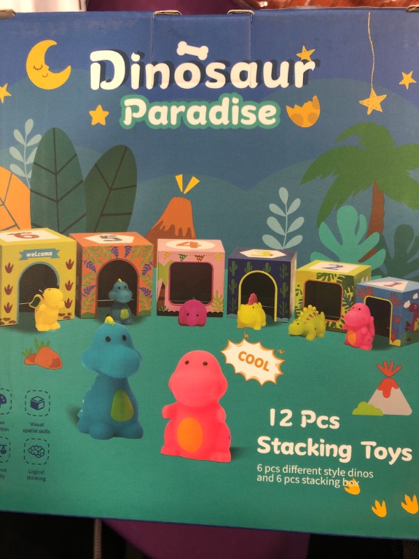 Photo 2 of Dinosaur Toys for 1 2 3 Year Old Boys Girls Baby, Nesting and Stacking Building Blocks, Toddler Toys for Age 2-4, Sensory Montessori Learning Game Infant Toys for Kids 3-5, Babies Birthday Gifts
