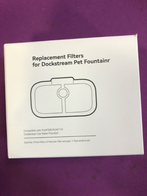 Photo 2 of 4 Packs Replacement Filters for Dockstream Cat Water Fountain PLWF005/PLWF115/PLWF105, Triple Filtration System Replacement Filters for 2.5L/84oz Wireless Ultra Quiet Pet Water Fountain(1 Brush)